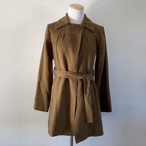 Tucker Wool Blend Herringbone Pea Coat Brown